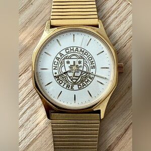 Hamilton Rare Notre Dame Watch NCAA Champions White Dial ND Motif Gold Bracelet